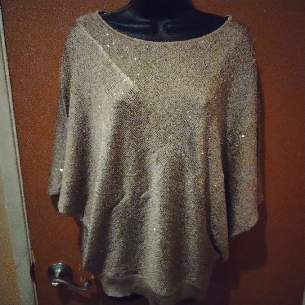 TTL Alfani Silver Gray Short Sleeve Blouse Shirt Size XL